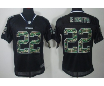 Nike Dallas Cowboys #22 Emmitt Smith Black With Camo Elite Jersey