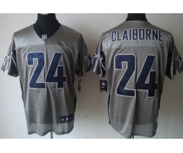 Nike Dallas Cowboys #24 Morris Claiborne Gray Shadow Elite Jersey