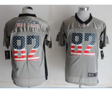 Nike Dallas Cowboys #82 Jason Witten 2014 USA Flag Fashion Gray Elite Jersey