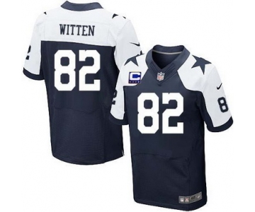 Nike Dallas Cowboys #82 Jason Witten Blue Thanksgiving C Patch Elite Jersey
