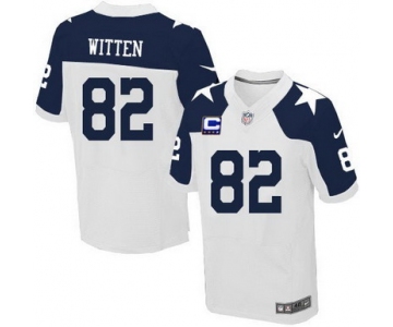 Nike Dallas Cowboys #82 Jason Witten White Thanksgiving C Patch Elite Jersey