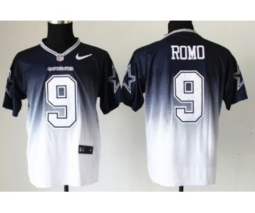 Nike Dallas Cowboys #9 Tony Romo Blue/White Fadeaway Elite Jersey