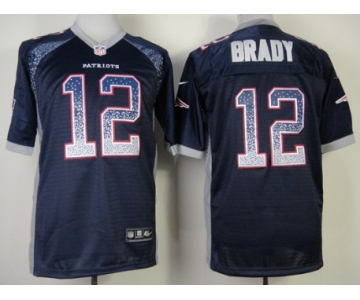 Nike New England Patriots #12 Tom Brady Drift Fashion Blue Elite Jersey