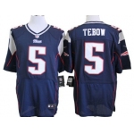 Nike New England Patriots #5 Tim Tebow Blue Elite Jersey