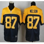 Green Bay Packers #87 Jordy Nelson Navy Blue With Gold NFL Nike Elite Jersey