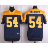 Men's Green Bay Packers #54 Carl Bradford Navy Blue Gold Alternate NFL Nike Elite Jersey