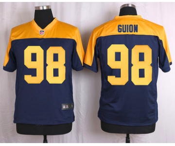 Men's Green Bay Packers #98 Letroy Guion Navy Blue Gold Alternate NFL Nike Elite Jersey