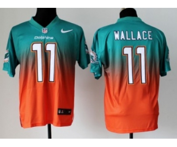 Nike Miami Dolphins #11 Mike Wallace Green/Orange Fadeaway Elite Jersey