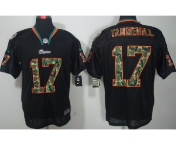 Nike Miami Dolphins #17 Ryan Tannehill Black With Camo Elite Jersey