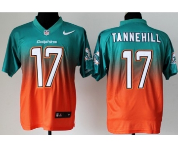 Nike Miami Dolphins #17 Ryan Tannehill Green/Orange Fadeaway Elite Jersey