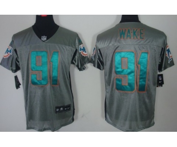 Nike Miami Dolphins #91 Cameron Wake Gray Shadow Elite Jersey
