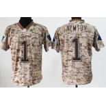 Nike Carolina Panthers #1 Cam Newton 2013 USMC Camo Elite Jersey