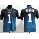 Nike Carolina Panthers #1 Cam Newton Black/Light Blue Fadeaway Elite Jersey