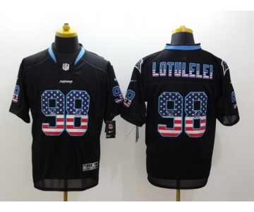 Nike Carolina Panthers #98 Star Lotulelei 2014 USA Flag Fashion Black Elite Jersey