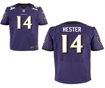 Men's Baltimore Ravens #14 Devin Hester Purple Team Color Stitched NFL Nike Elite Jersey