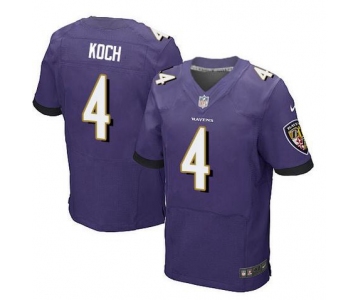 Men's Baltimore Ravens #4 Sam Koch Purple Team Color NFL Nike Elite Jersey