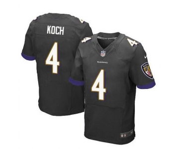 Men's Baltimore Ravens #4 Sam Koch White Road NFL Nike Elite Jersey