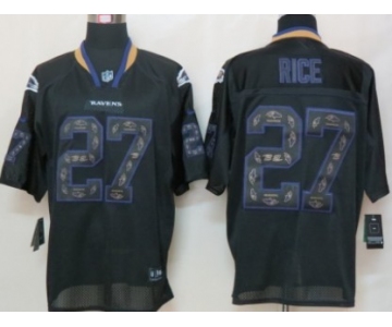 Nike Baltimore Ravens #27 Ray Rice Lights Out Black Ornamented Elite Jersey