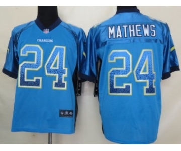 Nike San Diego Chargers #24 Ryan Mathews Drift Fashion Blue Elite Jersey