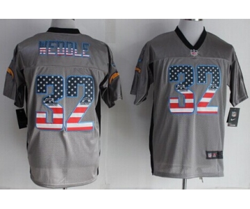 Nike San Diego Chargers #32 Eric Weddle 2014 USA Flag Fashion Gray Elite Jersey