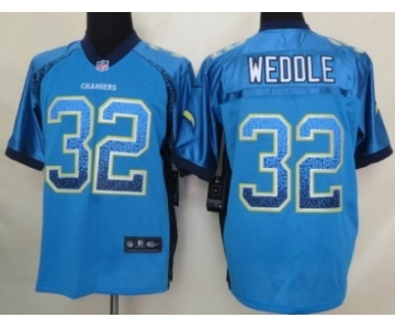 Nike San Diego Chargers #32 Eric Weddle Drift Fashion Blue Elite Jersey
