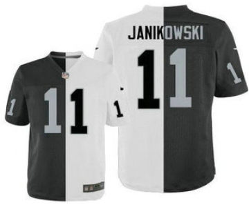 Men's Oakland Raiders #11 Sebastian Janikowski Black With White Two Tone Elite Jersey