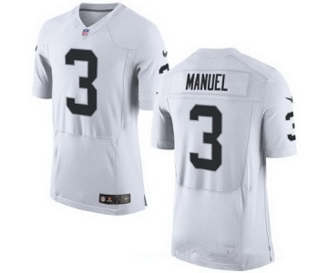 Men's Oakland Raiders #3 EJ Manuel White Road Stitched NFL Nike Elite Jersey