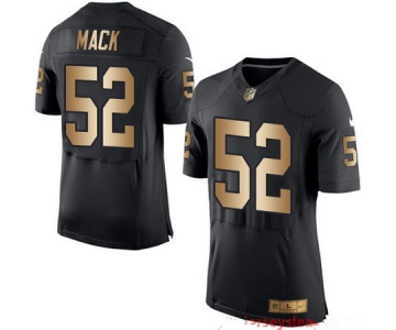 Men's Oakland Raiders #52 Khalil Mack Black With Gold Stitched NFL Nike Elite Jersey