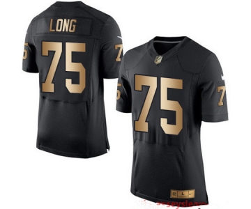 Men's Oakland Raiders #75 Howie Long Black With Gold Stitched NFL Nike Elite Jersey