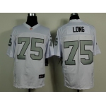 Nike Oakland Raiders #75 Howie Long White With Silvery Elite Jersey