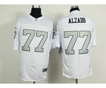 Nike Oakland Raiders #77 Lyle Alzado White With Silvery Elite Jersey