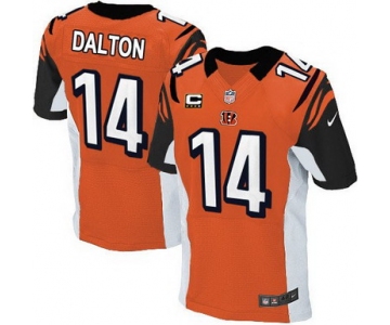 Nike Cincinnati Bengals #14 Andy Dalton Orange C Patch Elite Jersey