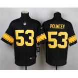Men's Pittsburgh Steelers #53 Maurkice Pouncey Black With Yellow Nike NFL Elite Jersey