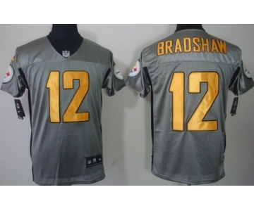 Nike Pittsburgh Steelers #12 Terry Bradshaw Gray Shadow Elite Jersey