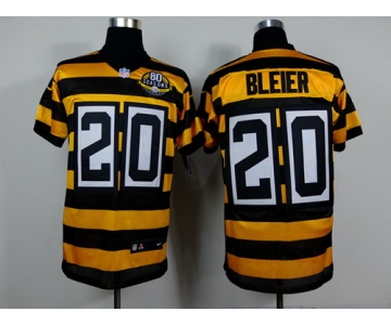 Nike Pittsburgh Steelers #20 Rocky Bleier Yellow With Black Throwback 80TH Jersey