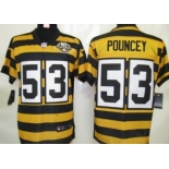 Nike Pittsburgh Steelers #53 Maurkice Pouncey Yellow With Black Throwback 80TH Jersey
