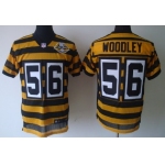 Nike Pittsburgh Steelers #56 LaMarr Woodley Yellow With Black Throwback 80TH Jersey