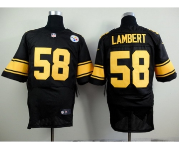Nike Pittsburgh Steelers #58 Jack Lambert Black With Yellow Elite Jersey