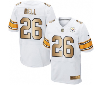 Nike Steelers #26 Le'Veon Bell White Men's Stitched NFL Elite Gold Jersey