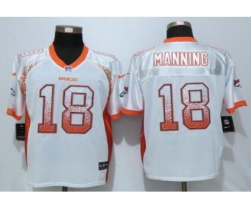 Men's Denver Broncos #18 Peyton Manning White Drift Fashion NFL Nike Elite Jersey