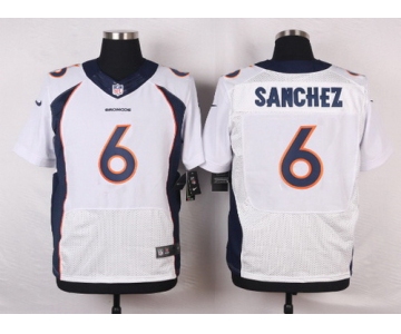 Men's Denver Broncos #6 Mark Sanchez White Road NFL Nike Elite Jersey