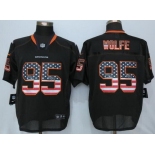 Men's Denver Broncos #95 Derek Wolfe Lights Out Black Ornamented NFL Nike Elite Jersey