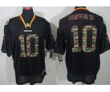 Nike Washington Redskins #10 Robert Griffin III Black With Camo Elite Jersey