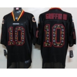 Nike Washington Redskins #10 Robert Griffin III Lights Out Black Ornamented Elite Jersey