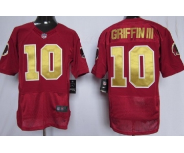 Nike Washington Redskins #10 Robert Griffin III Red With Gold Elite Jersey