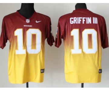 Nike Washington Redskins #10 Robert Griffin III Red/Gold Fadeaway Elite Jersey