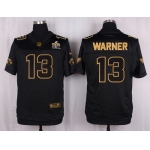 Nike Cardinals #13 Kurt Warner Pro Line Black Gold Collection Men's Stitched NFL Elite Jersey