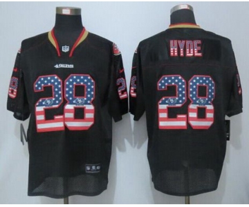 Men's San Francisco 49ers #28 Carlos Hyde Black USA Flag Fashion NFL Nike Elite Jersey