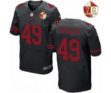 Men's San Francisco 49ers #49 Bruce Miller Black Color Rush 70th Anniversary Patch Stitched NFL Nike Elite Jersey