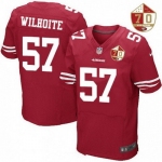 Men's San Francisco 49ers #57 Michael Wilhoite Scarlet Red 70th Anniversary Patch Stitched NFL Nike Elite Jersey